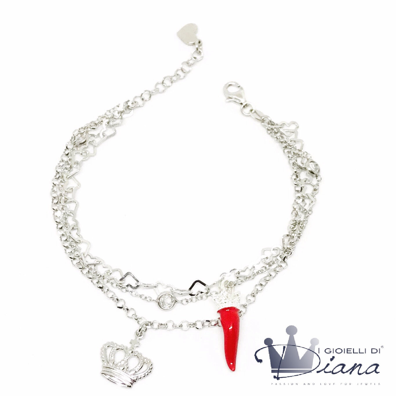 Bracciale tre fili con pendenti