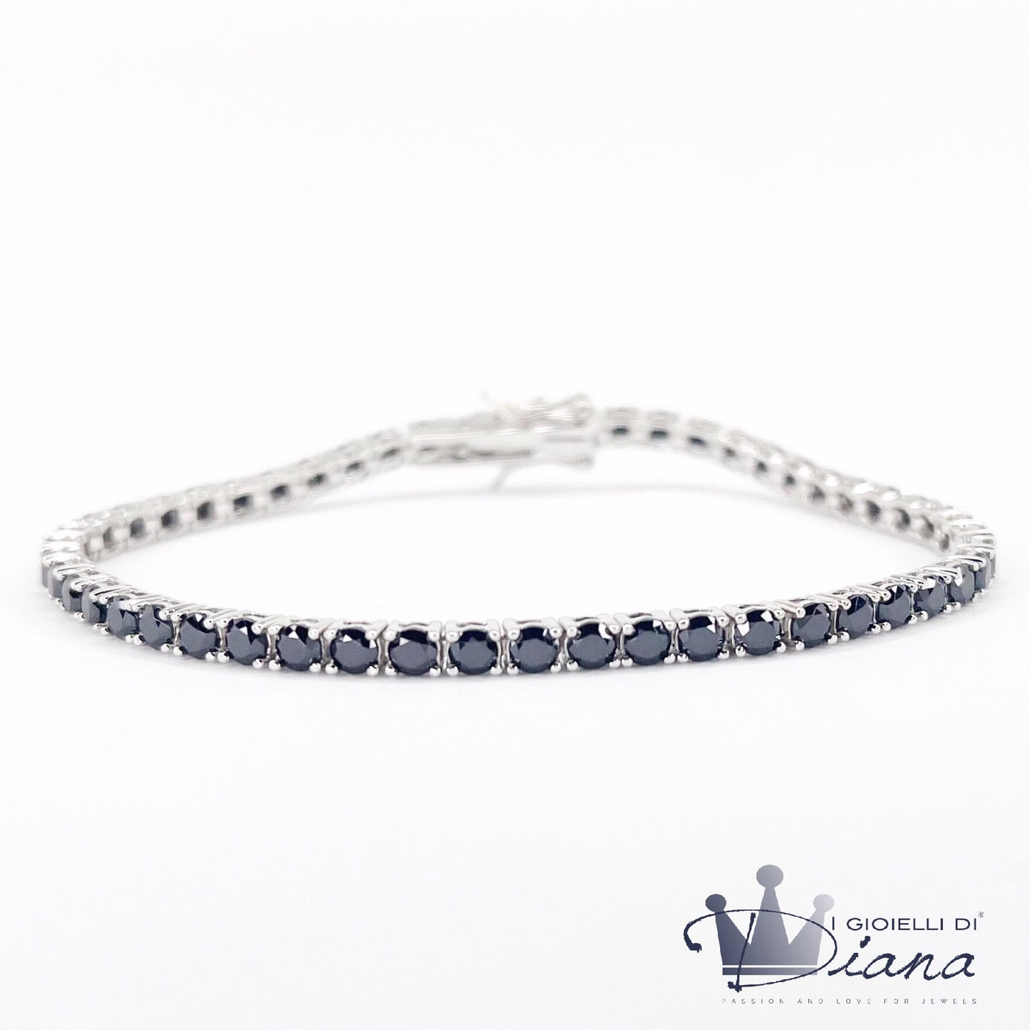 Bracciale Tennis con Pietre Nere 4mm