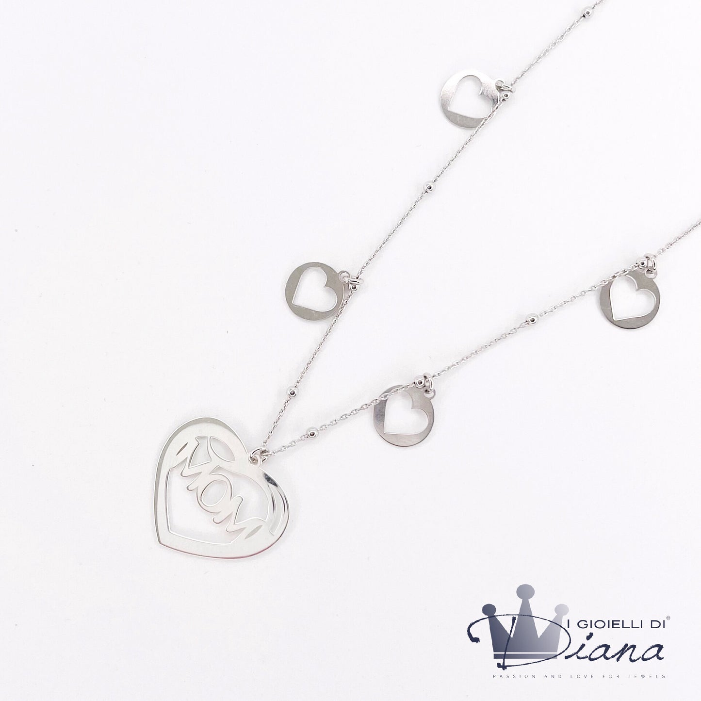 Collana Mom con Cuori Traforati Pendenti