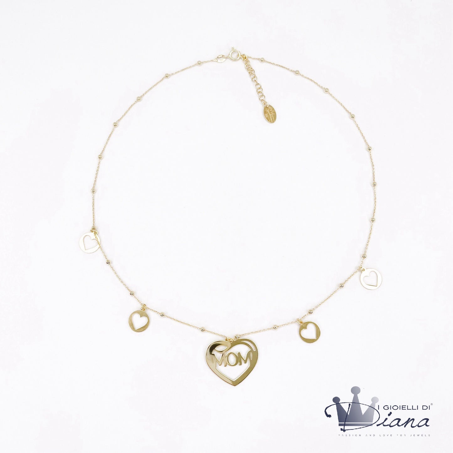Collana Mom con Cuori Traforati Pendenti