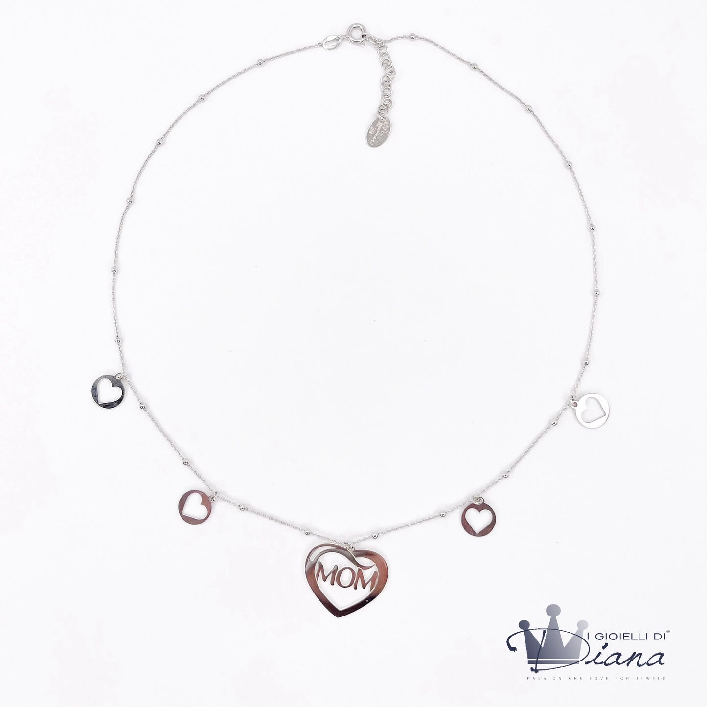 Collana Mom con Cuori Traforati Pendenti
