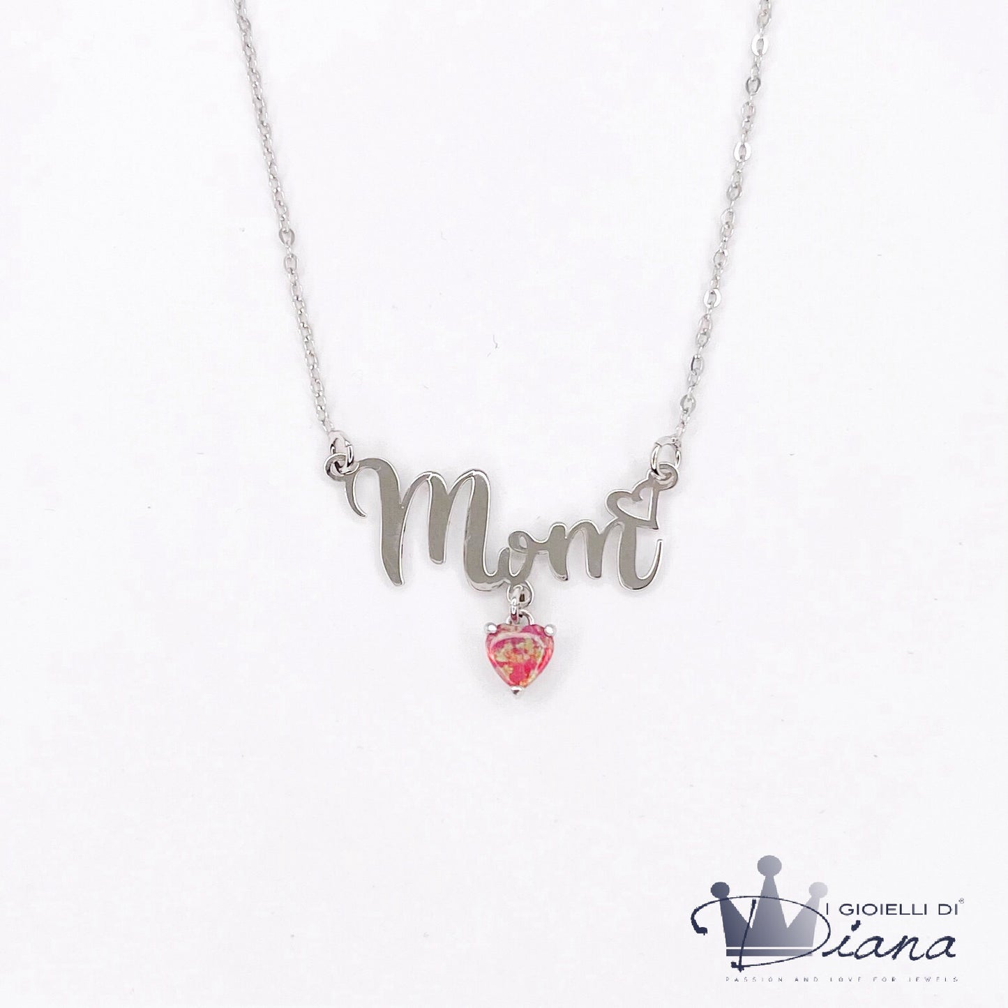 Collana Mom con Cuoricino Colorato Pendente