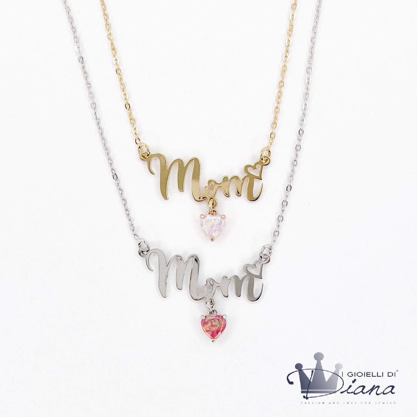 Collana Mom con Cuoricino Colorato Pendente
