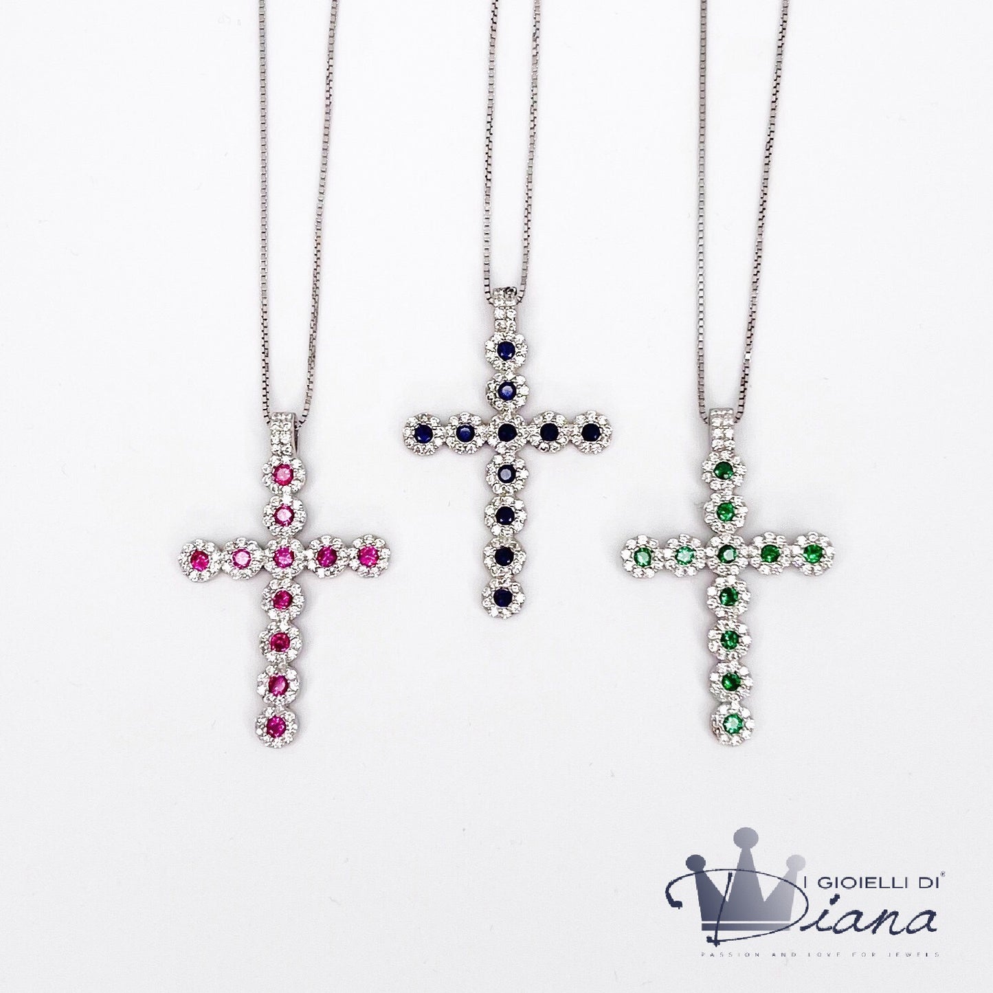 Collana Croce con pietre colorate