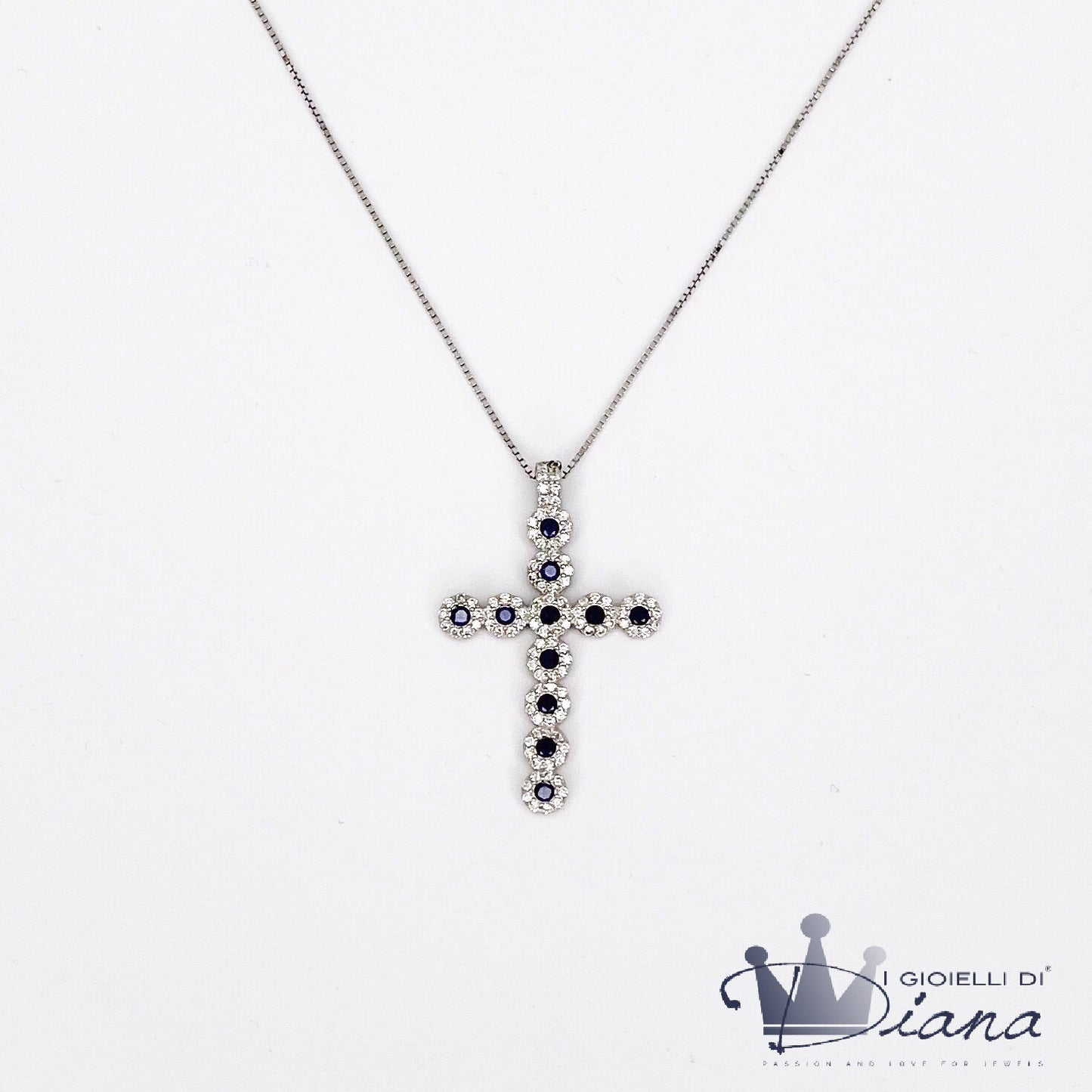 Collana Croce con pietre colorate