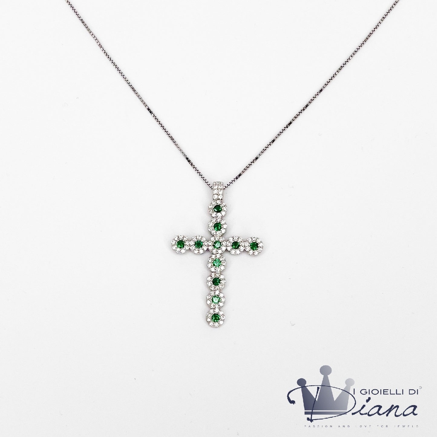 Collana Croce con pietre colorate