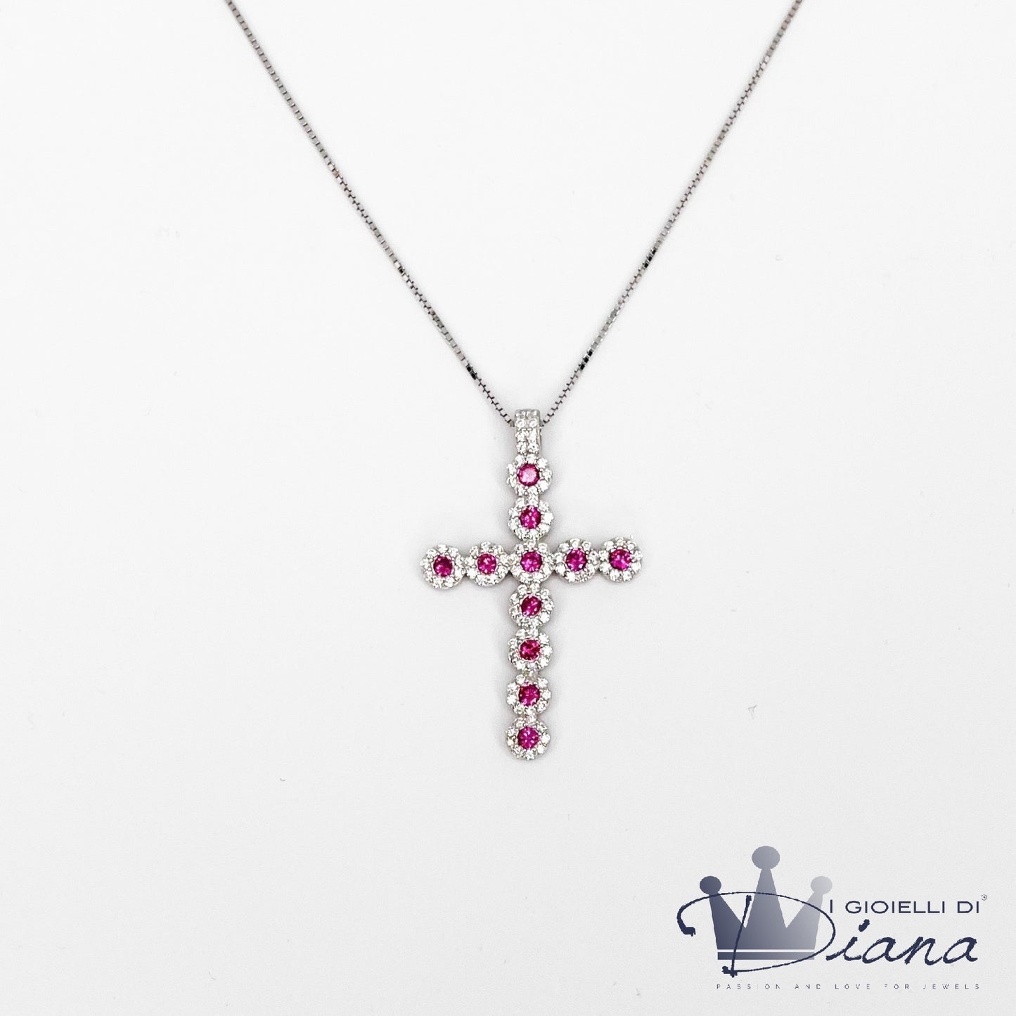 Collana Croce con pietre colorate