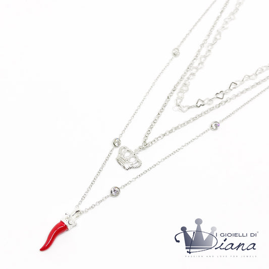 Collana tre fili con pendenti