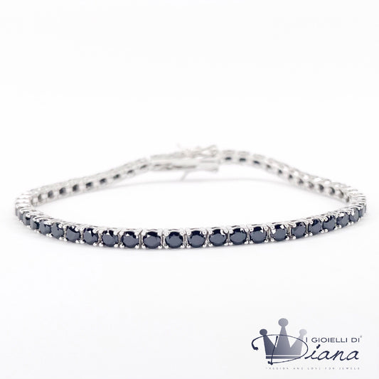 Bracciale Tennis con Pietre Nere 3 mm