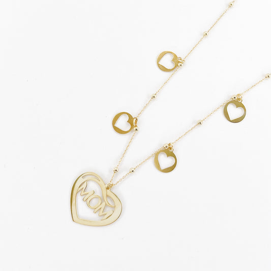 Collana Mom con Cuori Traforati Pendenti