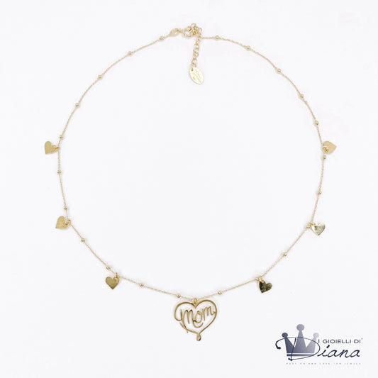 Collana Mom con Cuoricini Pendenti