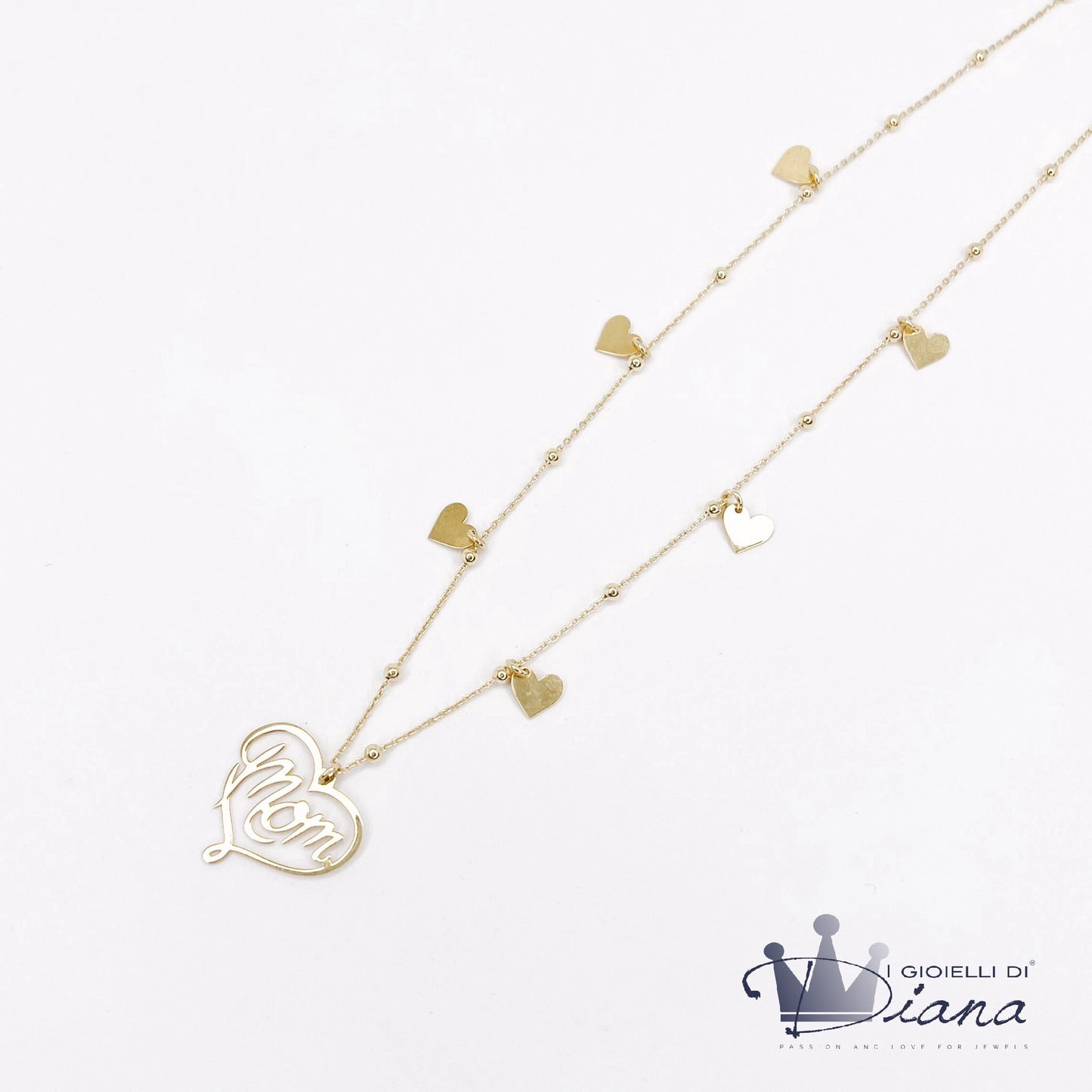 Collana Mom con Cuoricini Pendenti