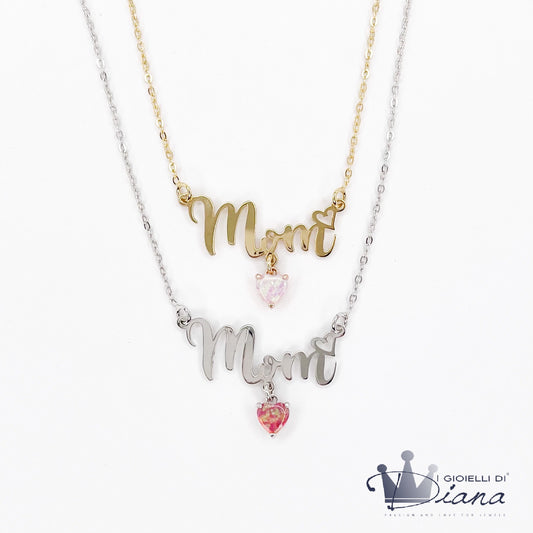Collana Mom con Cuoricino Colorato Pendente